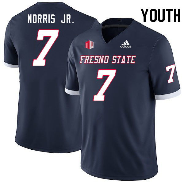 Youth #7 Morice Norris Jr. Fresno State Bulldogs College Football Jerseys Stitched Sale-Navy - Click Image to Close